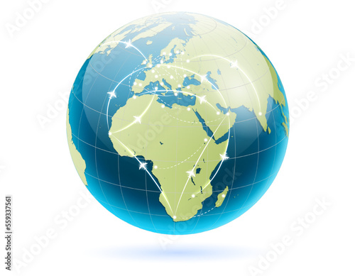 set of realistic earth globe interconnected isolated