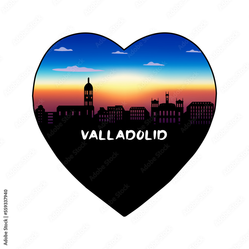 Valladolid Spain Skyline Silhouette Retro Vintage Sunset Valladolid Lover Travel Souvenir Sticker Vector Illustration SVG EPS