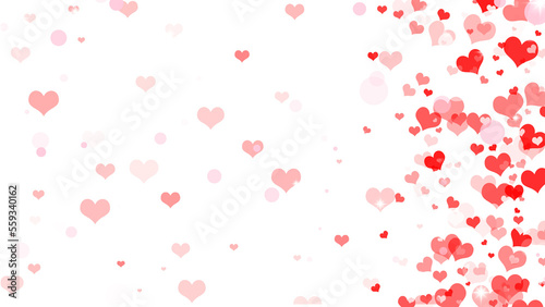 sparkle love pink fall from the right frame with transparent background for valentine day