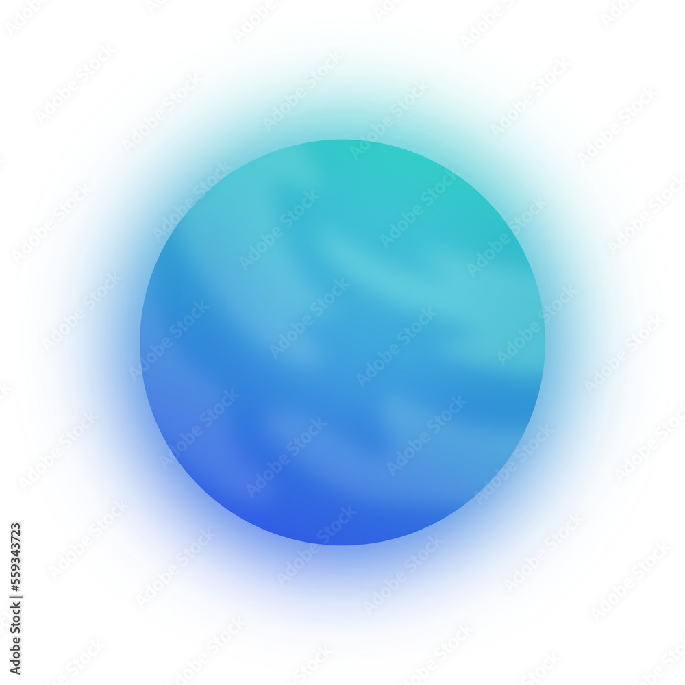 Shiny Green Teal Blue Glowing Star Planet Illustration Science Cosmos Colorful Gradient