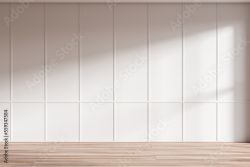 Bright empty room interior with empty white wall