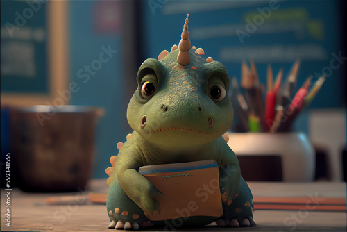 Funny dinosaur at school, i...