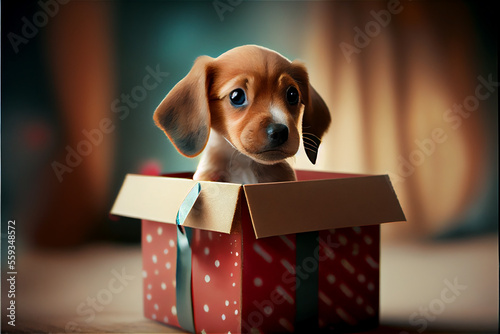 Cute small dog inside a pre...