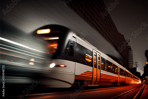 moving train with blurry li...