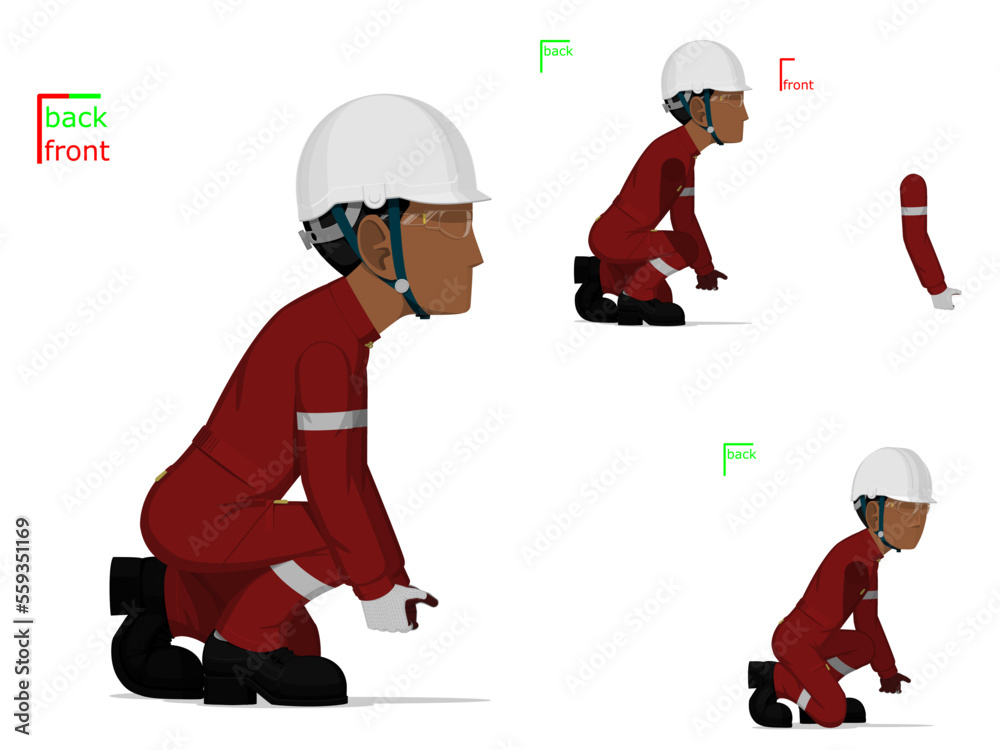 A worker is lifting something on the floor A worker is lifting something on the floor