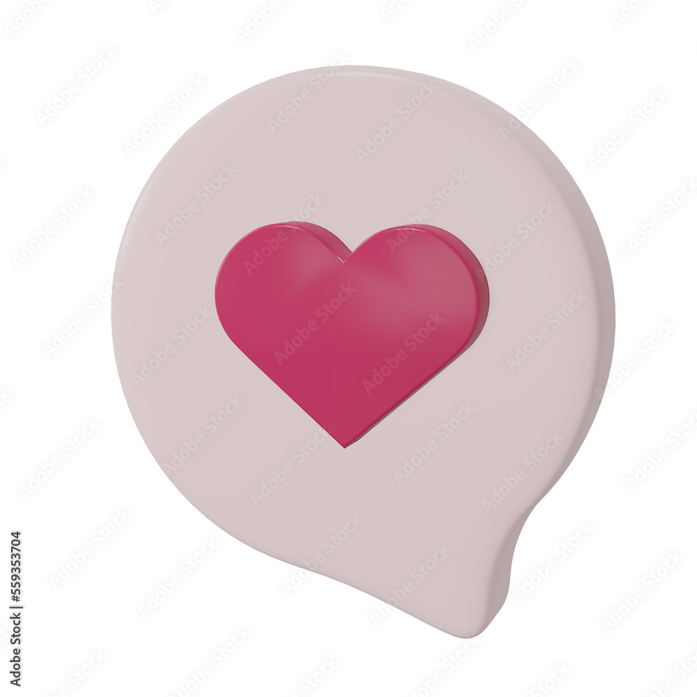 Valentines Heart Icon. Love Chat Message 3D Illustration. Valentines Heart Icon. Love Chat Message 3D Illustration.