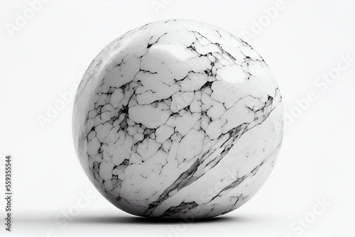 White marble ball stone isolated on white background