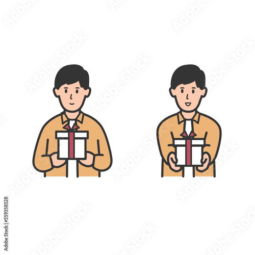 プレゼントを渡す男性のイラストセット