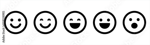 Happy smiley or surprise face emoticon line art icon for apps and websites
