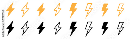 flash lightning bolt icon. Electric power symbol. Power energy sign, vector illustration