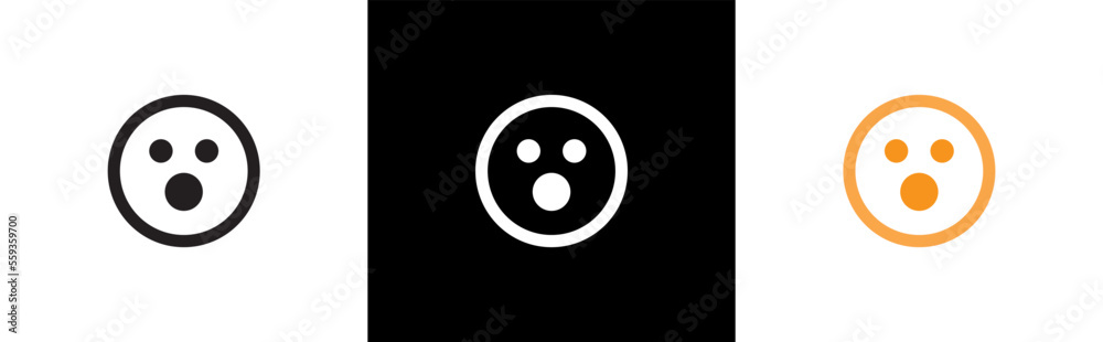 Emoticon surprise face line art icon for apps and websites