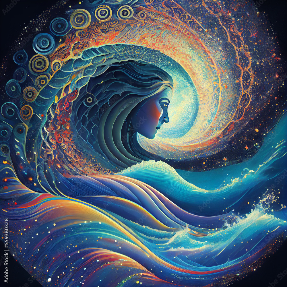 Obraz premium Psychic waves, health, contentment, illuminate the path ahead, spiritual enlightenment - generative ai