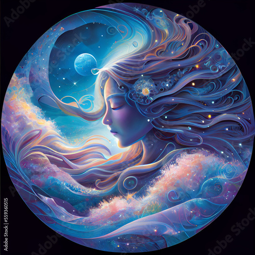Psychic waves, health, contentment, illuminate the path ahead, spiritual enlightenment - generative ai
