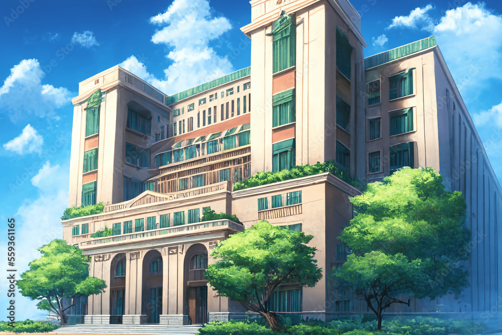 Fototapeta premium アニメ映画風の家や室内の背景のイラスト(AI generated image)