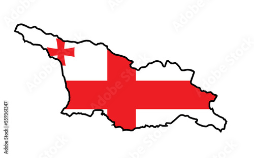 Georgia Country Outline Silhouette Flag Map