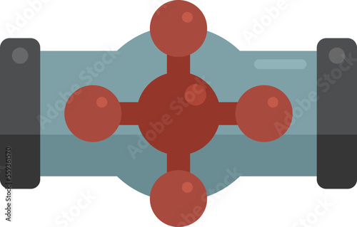 Pipe valve icon flat vector. Water tube. Steel drain isolated