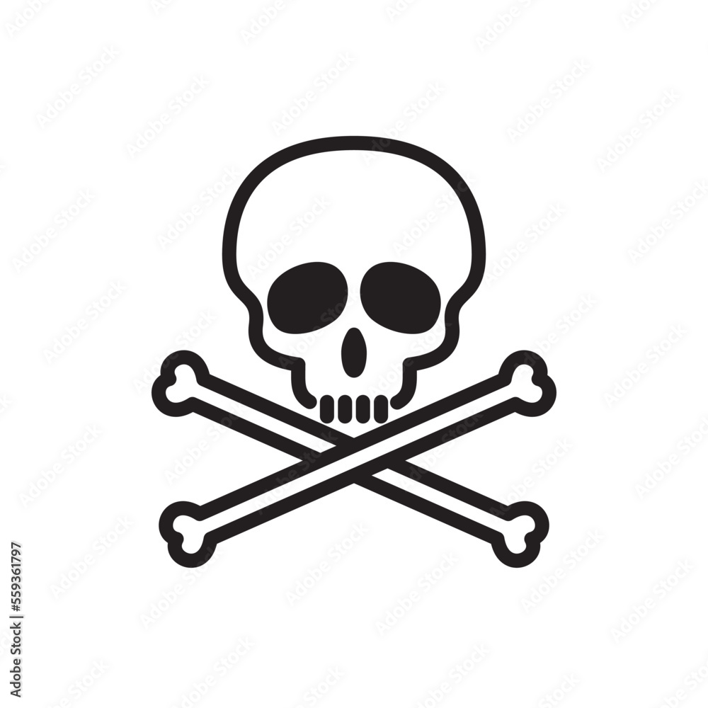 Fototapeta premium Pirate skull icon vector logo flat style illustration