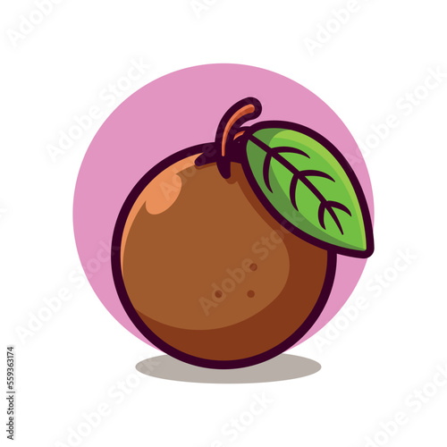 Sapodilla fruit cartoon illustration .