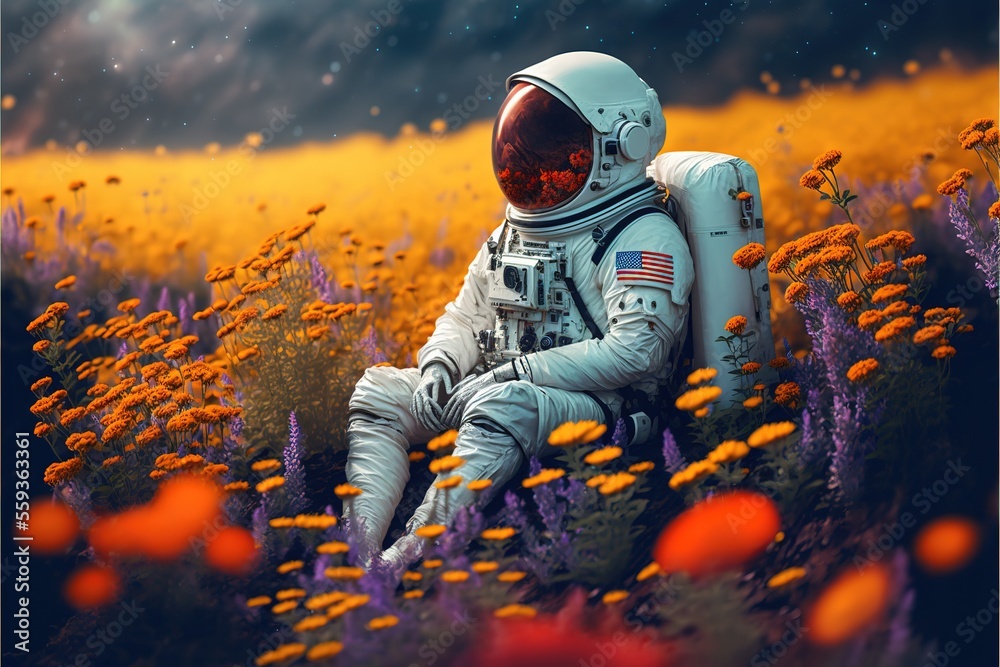 Astronaut Sitting Generative AI