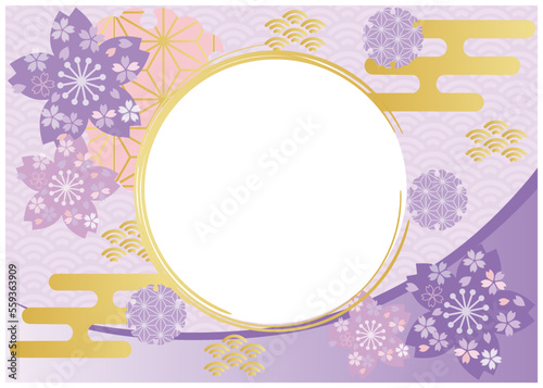 和柄桜_パープル背景
