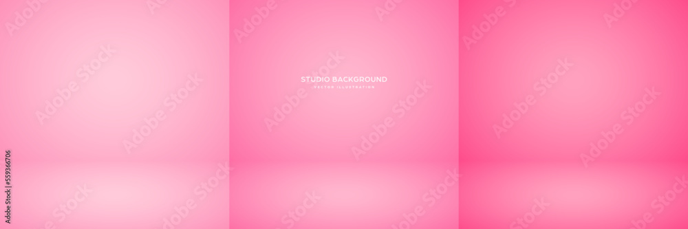 Empty rose studio abstract backgrounds with spotlight effect. Product showcase backdrop. Stage lighting. Vector illustration