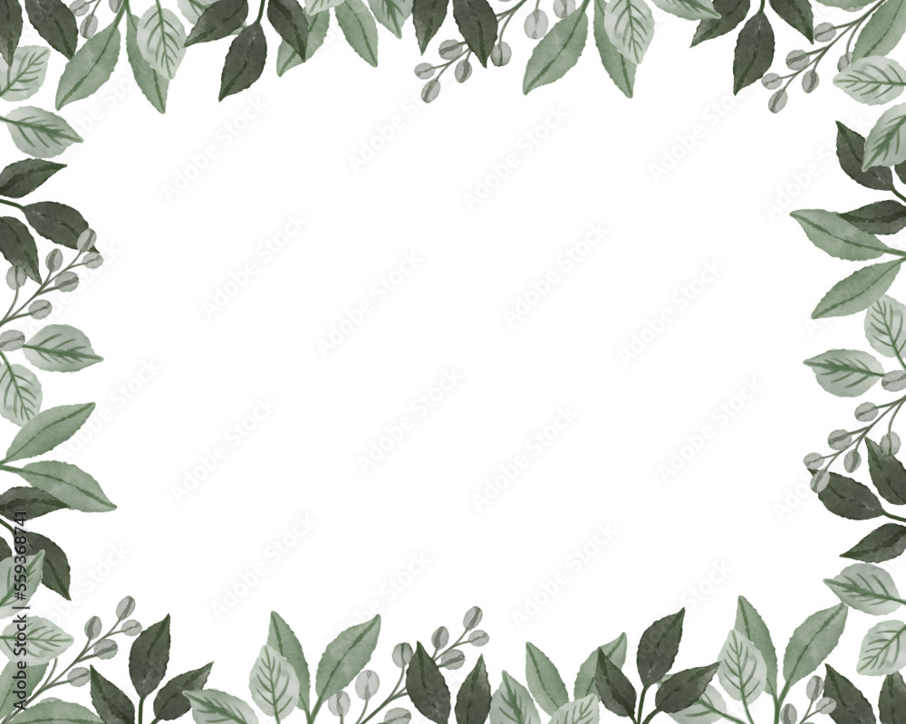 white background with green leaves border Stock Vector | Adobe Stock