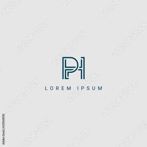 Creative minimal PH HP letter business logo with black and white color initial based Monogram icon.