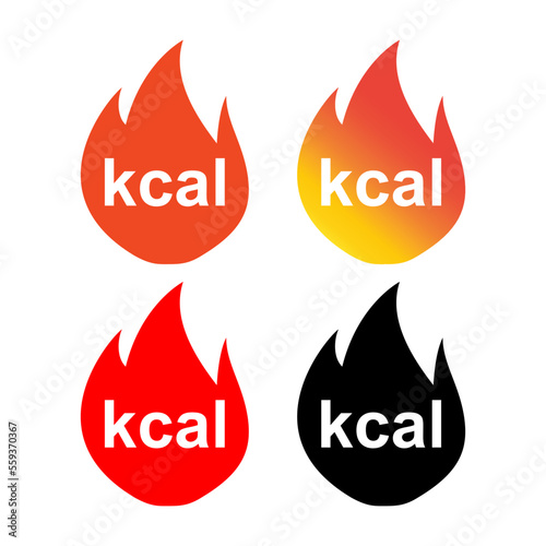 Set of Calories healthy diet icon, nutrition food low sign, kcal zero web vector illustration