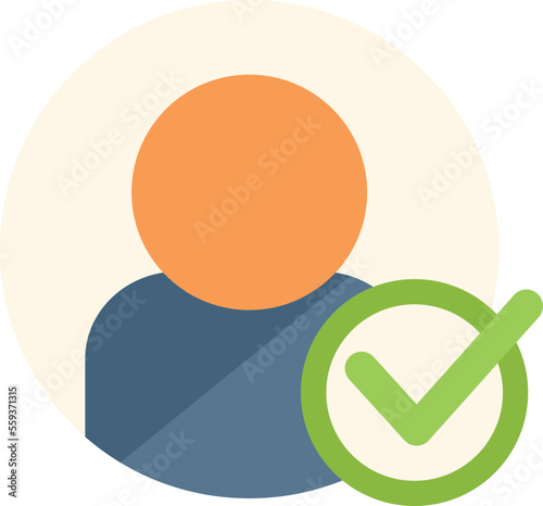 Approved client icon flat vector. Platform system. Know custom isolated