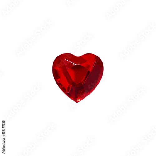 Love in valentine's day concept. Transparent png image of isolated heart shaped red ruby over white background photo