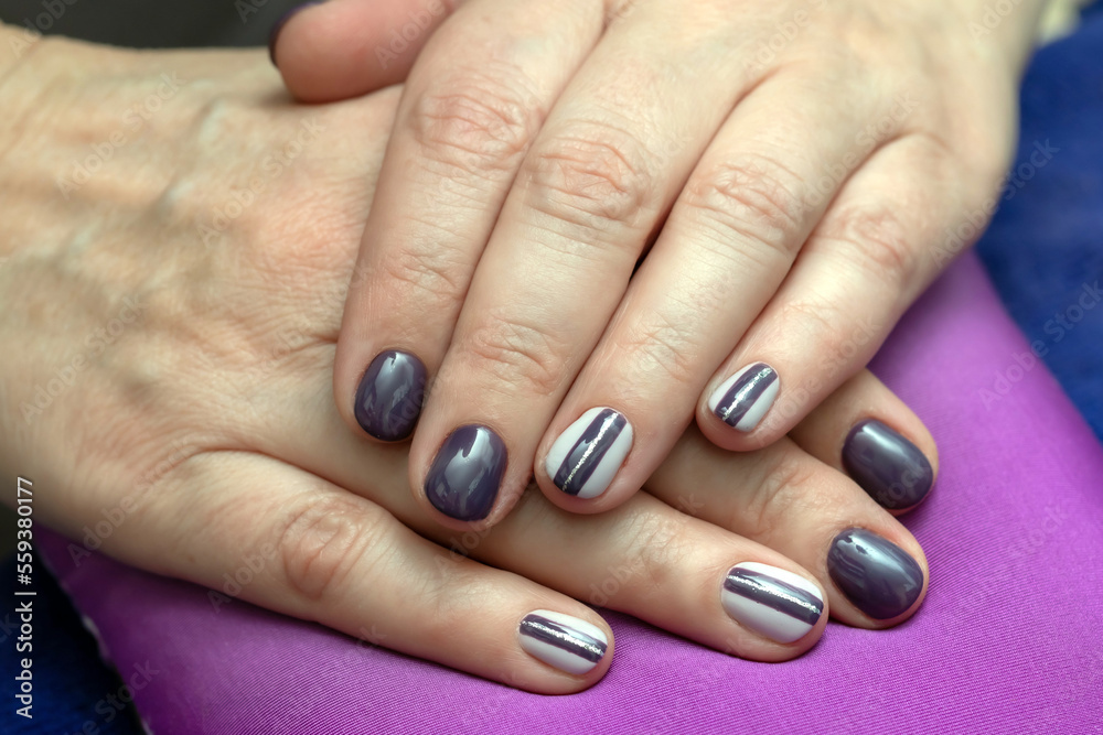 Fresh manicure with gel polish on short nails
