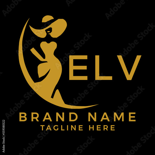 ELV fashion logo. ELV  Beauty fashion house. modeling dress jewelry. ELV fashion technology  Monogram logo design for entrepreneur and best business icon. 
 photo