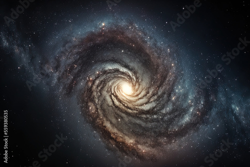 Milky Way Galaxy in the background with stars and cosmic particles. Generative AI