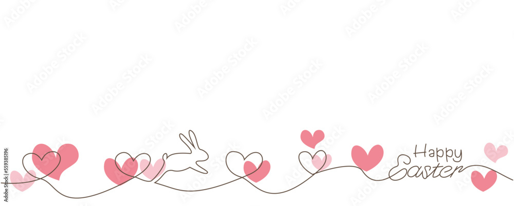 Happy easter simple decoration illustration. Easter bunny and lettering simple graphic for easter banner, background and graphic design. Vector illustration.