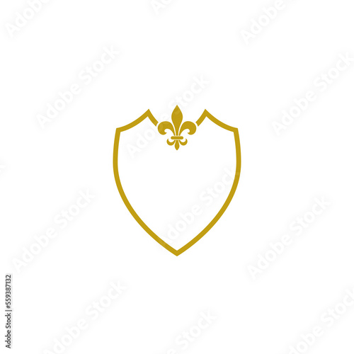 Coat of arms with fleur de lis heraldic symbol isolated on white background