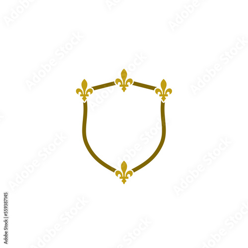 Coat of arms with fleur de lis heraldic symbol isolated on white background
