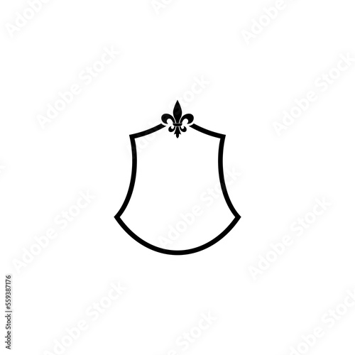 Coat of arms with fleur de lis heraldic symbol isolated on white background