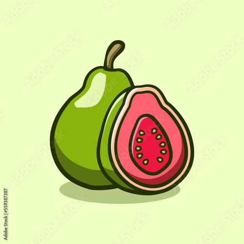 guava illustration concept in cartoon style
