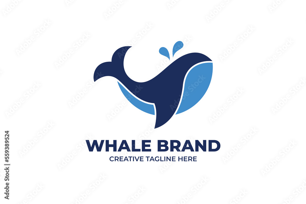 Cute Blue Whale Animal Logo Template Cute Blue Whale Animal Logo Template