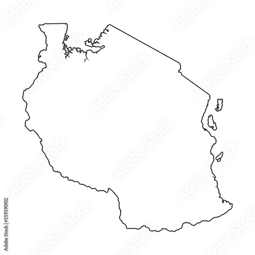 Tanzania Black Outline Silhouette Map