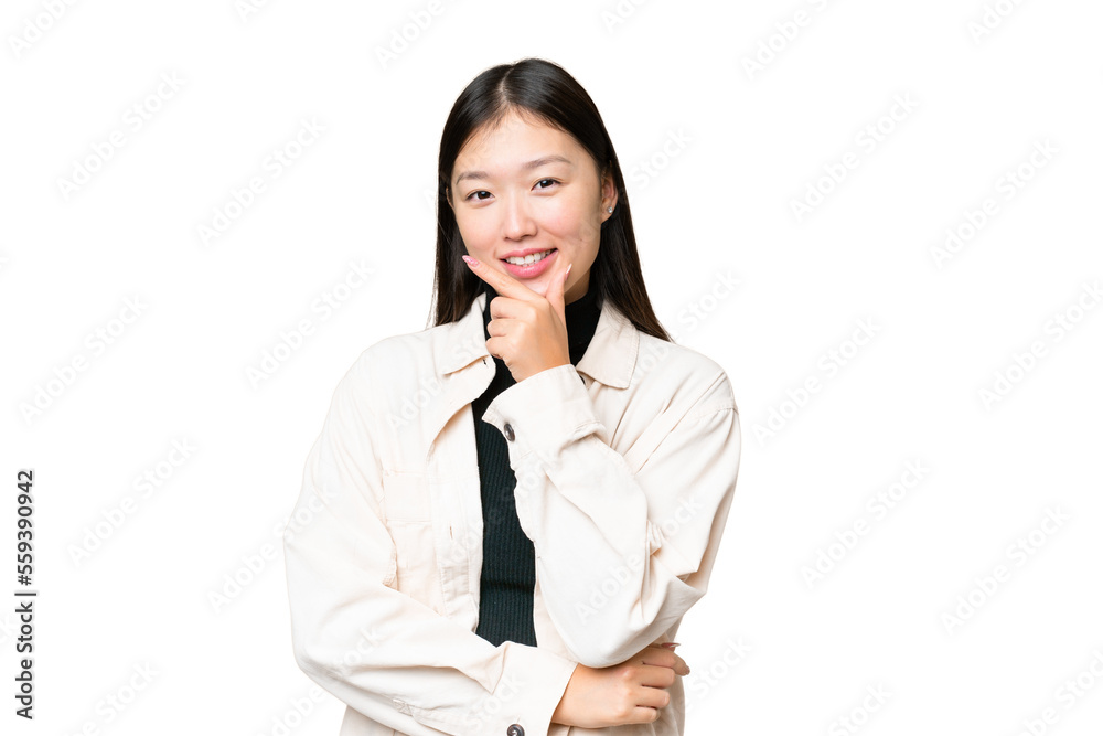 Young Asian woman over isolated chroma key background happy and smiling Young Asian woman over isolated chroma key background happy and smiling