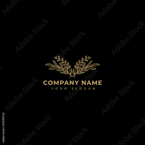 Gold plant logo vector design template