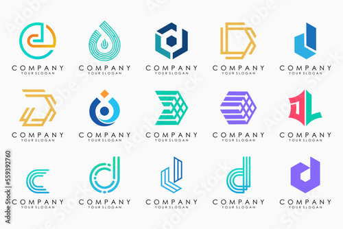 abstract letter D logo icon set. design for business of luxury, elegant, simple. photo