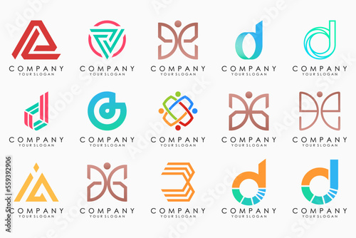 abstract letter D logo icon set. design for business of luxury, elegant, simple.