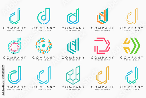 abstract letter D logo icon set. design for business of luxury, elegant, simple.