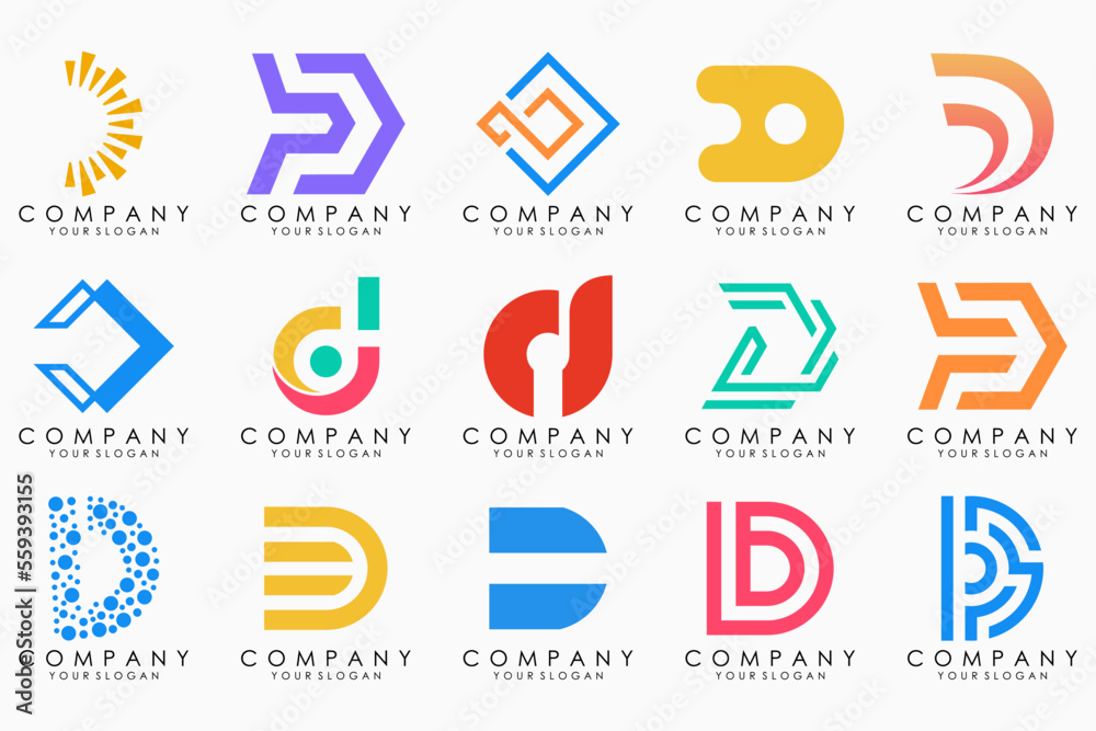 abstract letter D logo icon set. design for business of luxury, elegant, simple.