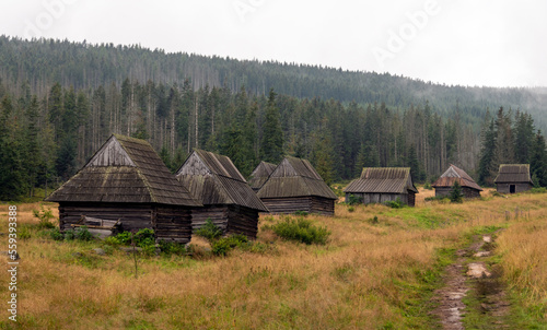 Old wooden huts in the Tatra Mountains