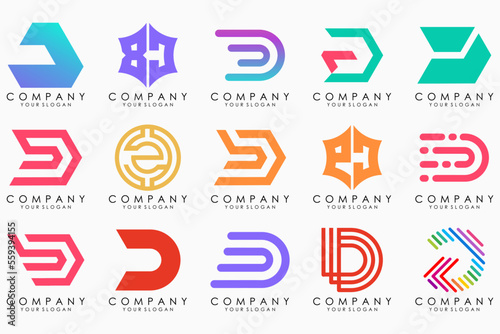 abstract letter D logo icon set. design for business of luxury, elegant, simple. photo