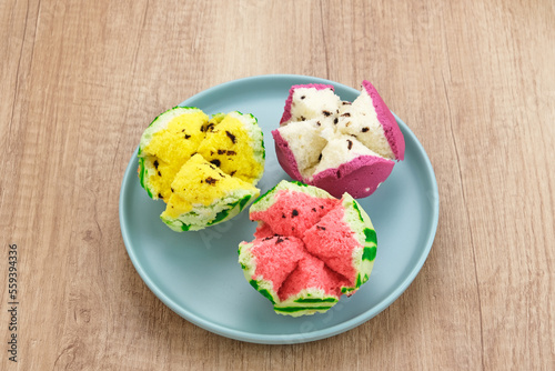 Bolu Kukus (Sponge Cake), made from flour, tapioca flour, egg and sugar. Indonesian traditional snack 