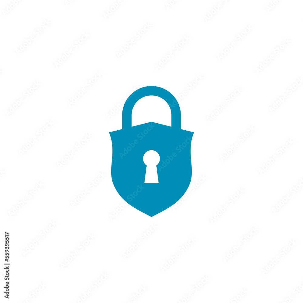 Security logo. Shield security with lock symbol icon isolated on white background Security logo. Shield security with lock symbol icon isolated on white background